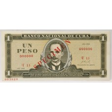 CUBA 1968 . ONE 1 PESO BANKNOTE . SPECIMEN